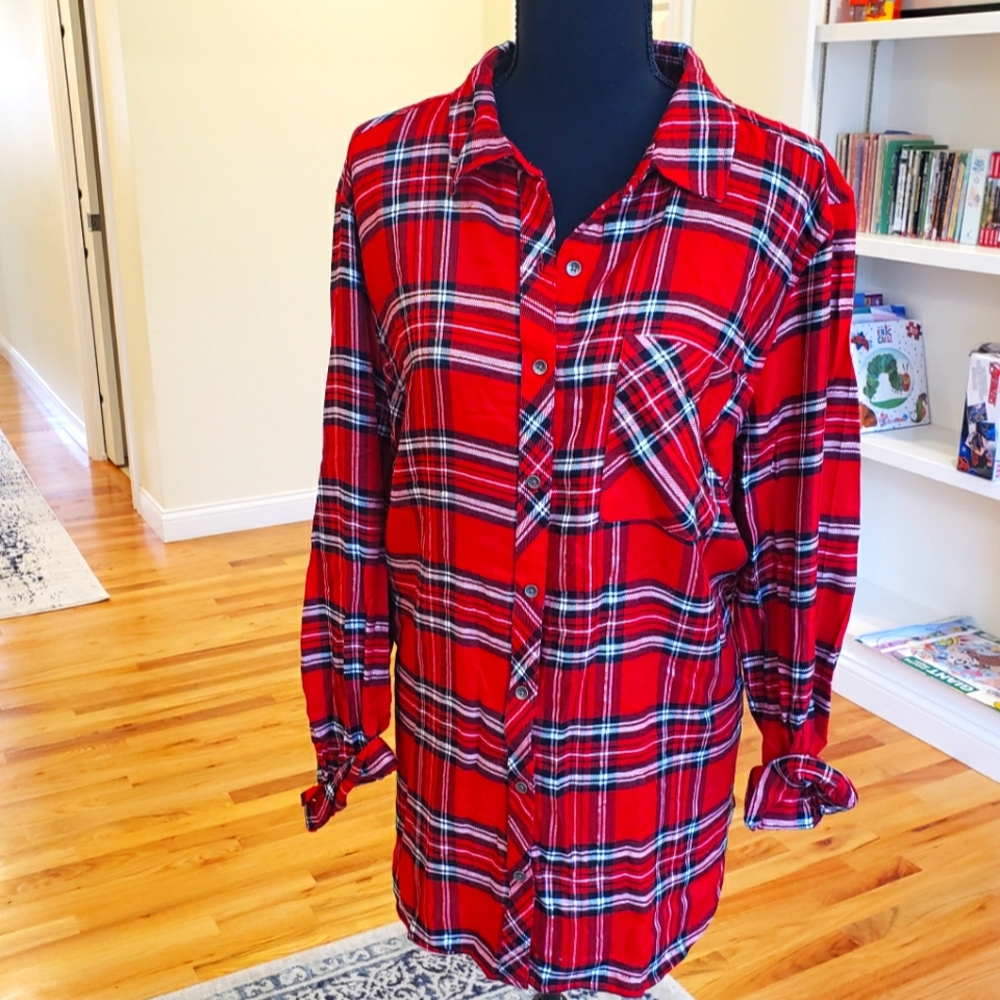 Maurices red Buffalo plaid button tunic, size 1xl